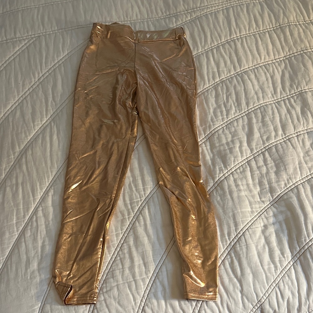 PrettyLittleThing Metallic Gold Pants